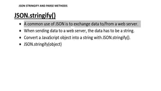 JSON STRINGIFY AND PARSE METHODS
 