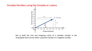 Complex Numbers using the Complex or s-plane
But as both the real and imaginary parts of a complex number in the
rectangular form can be either a positive number or a negative number
 