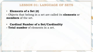Set Language Maths Comprehensive Guide to Mathematical Language and Set Theory Concepts | PDF