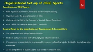 Organisational Set-up of CBSE Sports
Constitution of CBSE Sports :
 CBSE organises cluster level, zonal level & national ...