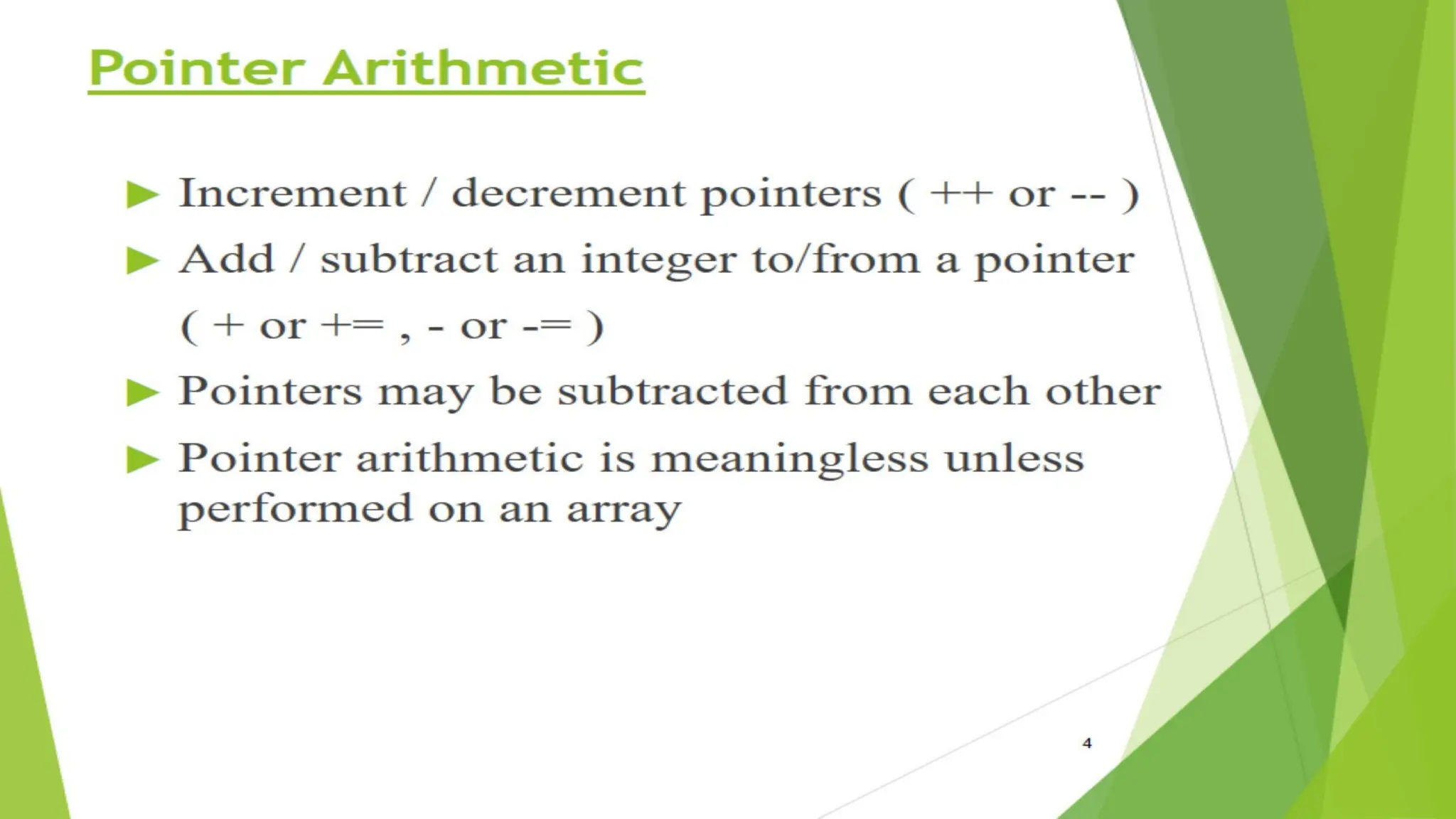 Pointer Arithmetic
 