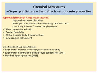 Concrete Technology: Chemical and Mineral Admixture | PPTX