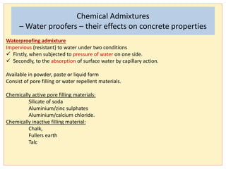 Concrete Technology: Chemical and Mineral Admixture | PPTX