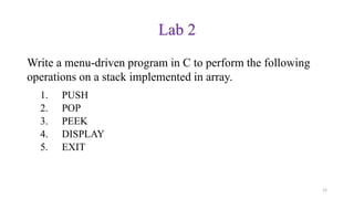 Unit - 2 Stack and Array Implementation in C | PDF