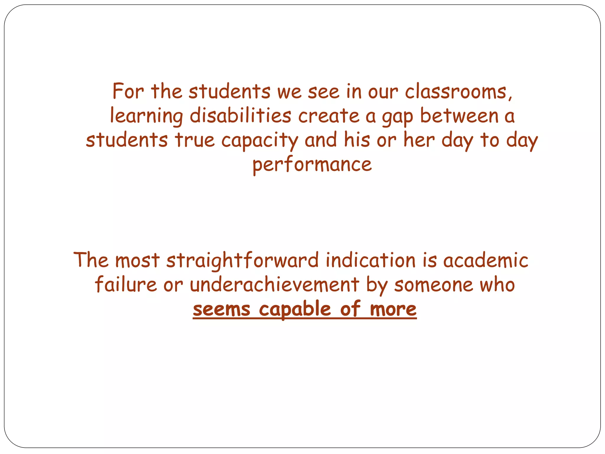 UNDERSTANDING LEARNING DISABILITIES | PPT