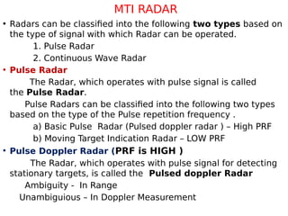 UNIT - 3por it is about radars and it's types and sizes and shapes and ...