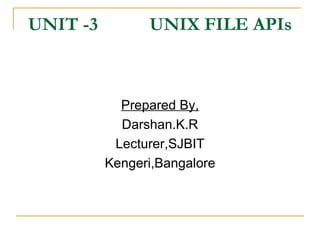 UNIT -3  UNIX FILE APIs ,[object Object],[object Object],[object Object],[object Object]
