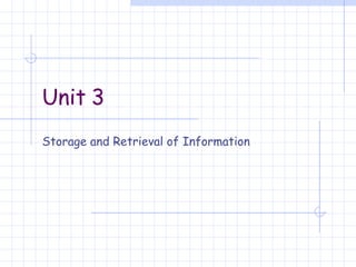 Unit 3 Storage and Retrieval of Information 