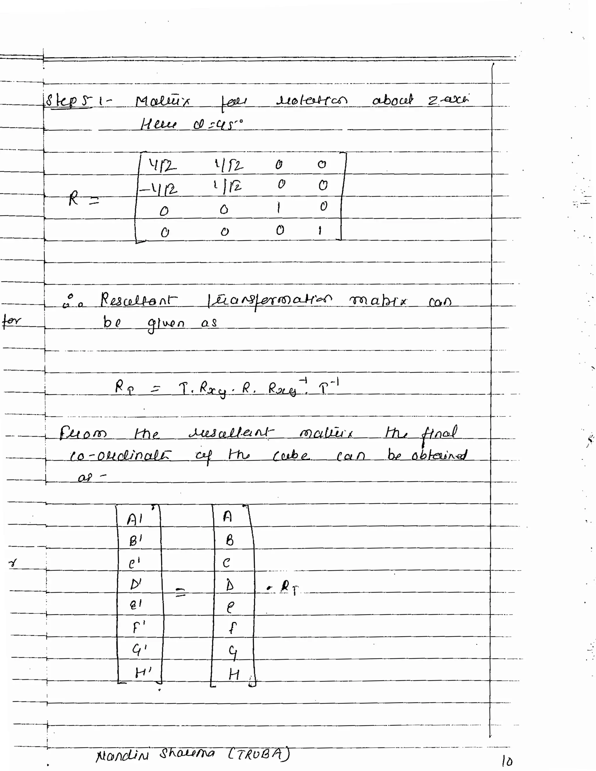 3D transformation - Unit 3 Computer grpahics