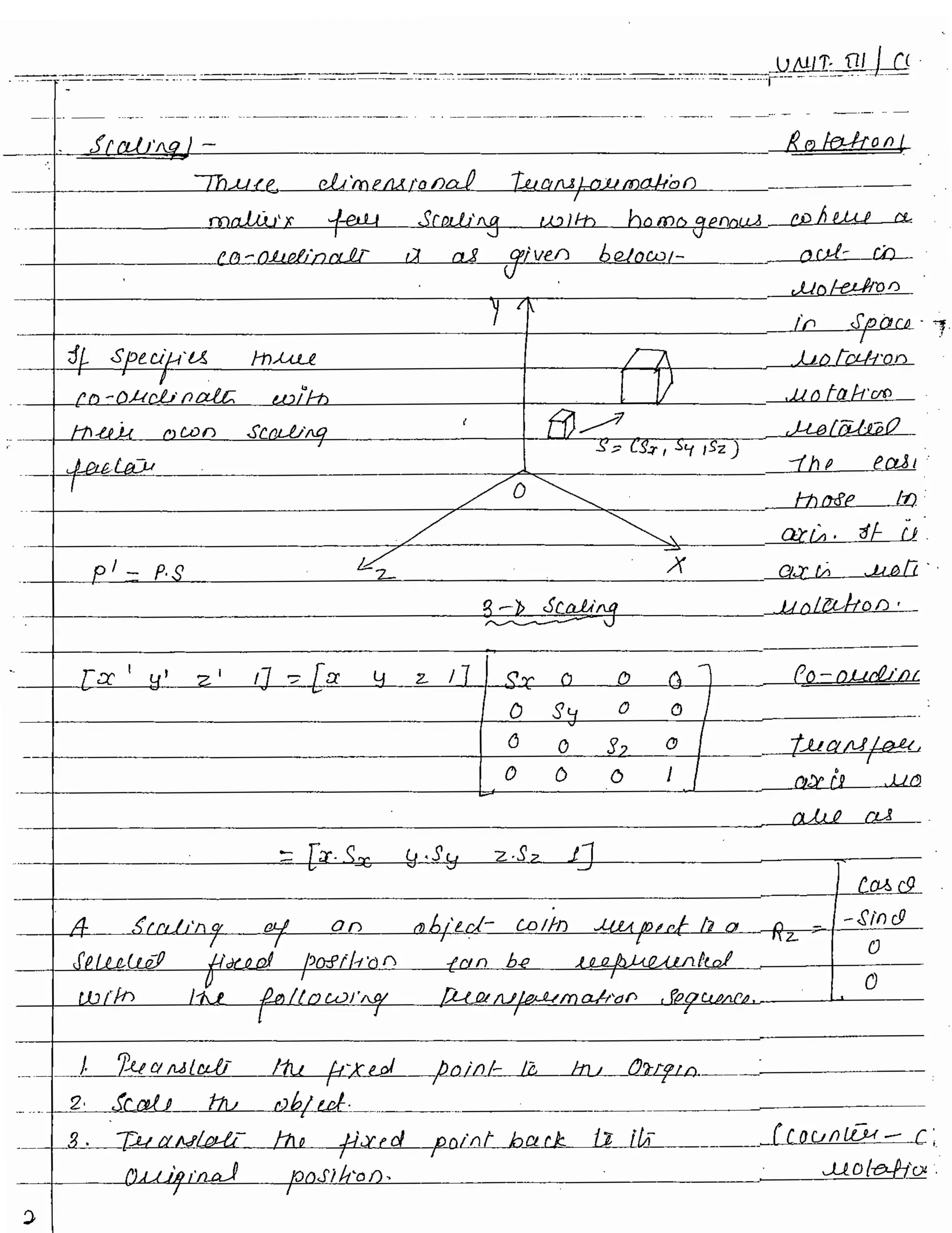 3D transformation - Unit 3 Computer grpahics