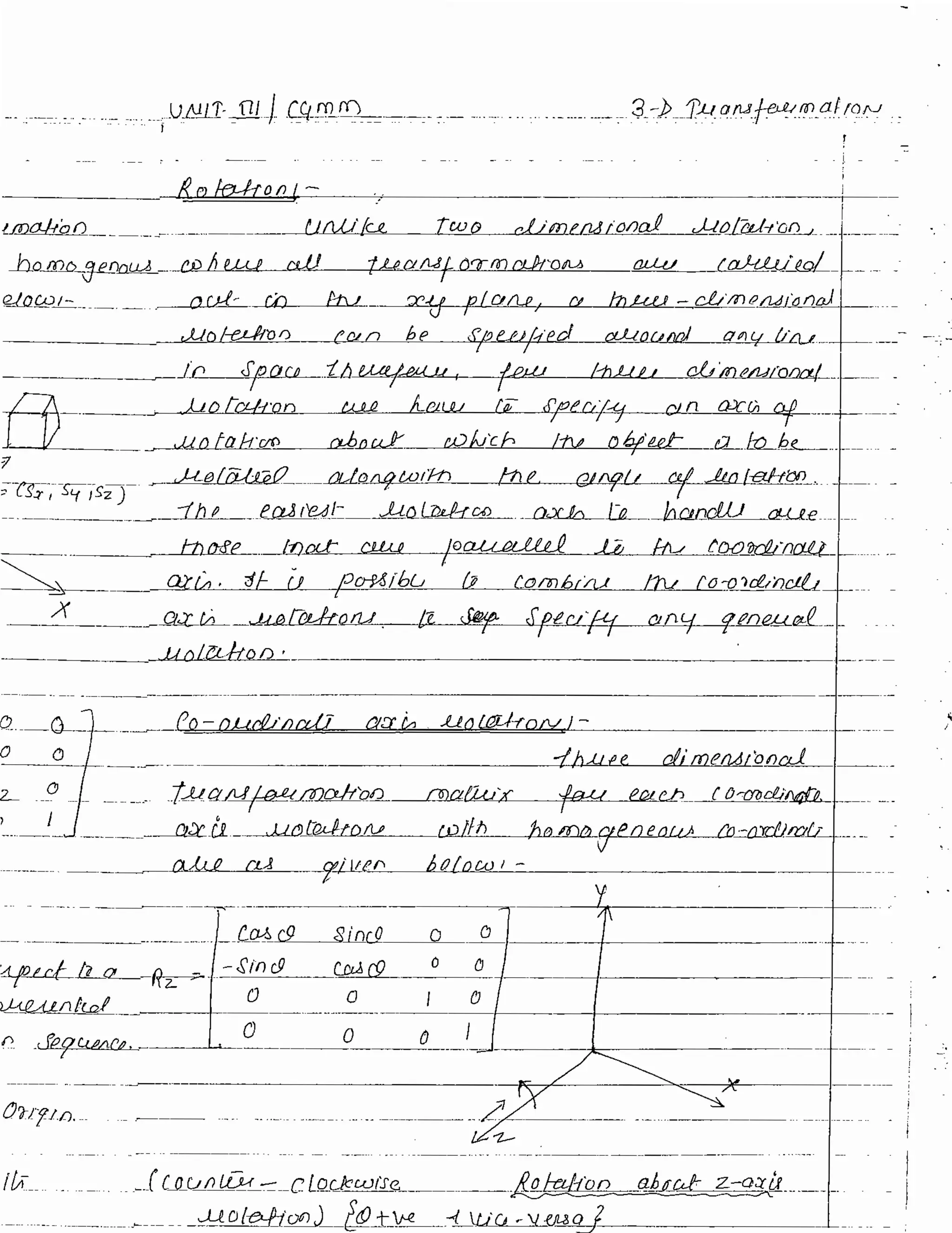3D transformation - Unit 3 Computer grpahics