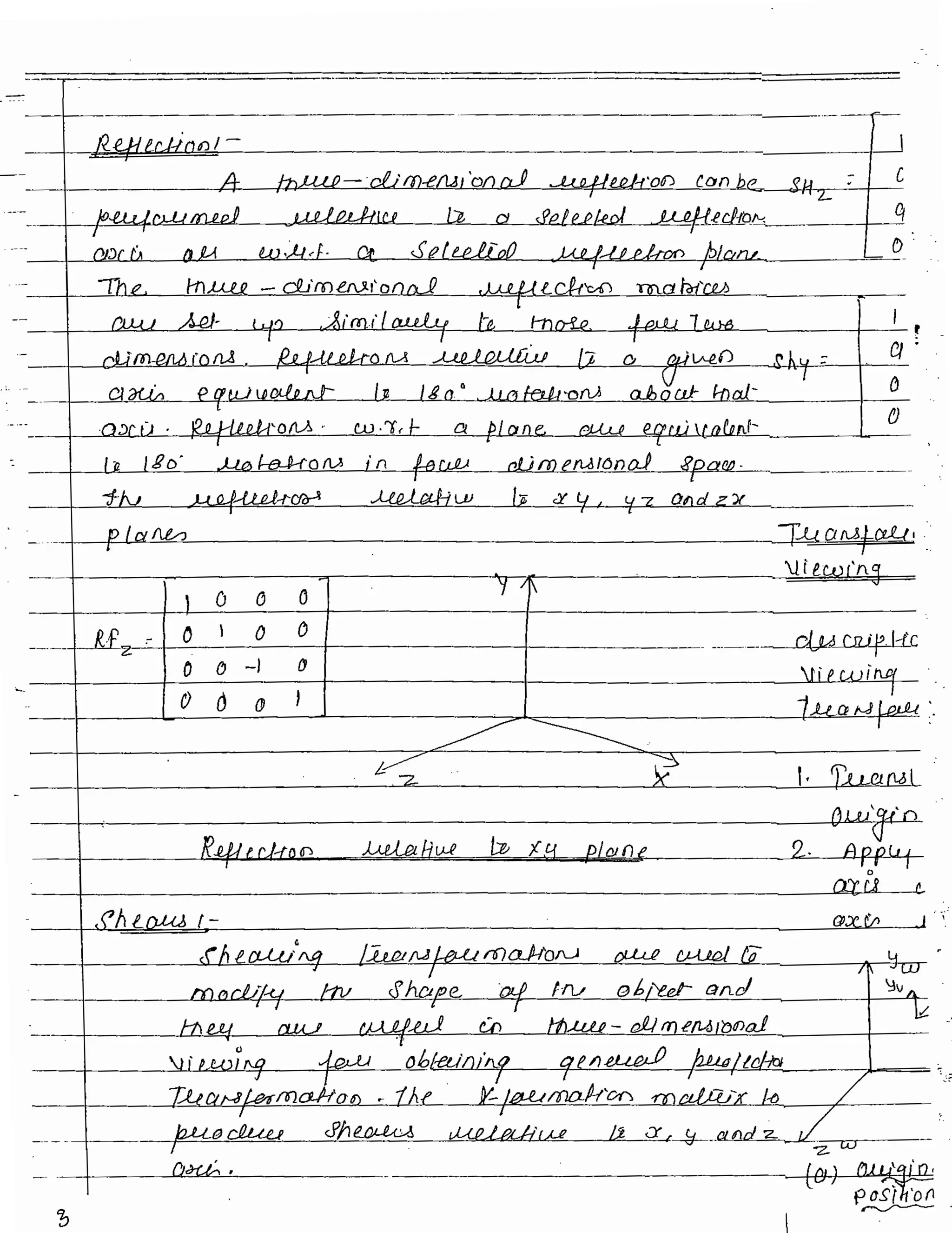 3D transformation - Unit 3 Computer grpahics