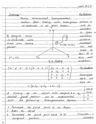 3D transformation - Unit 3 Computer grpahics | PDF