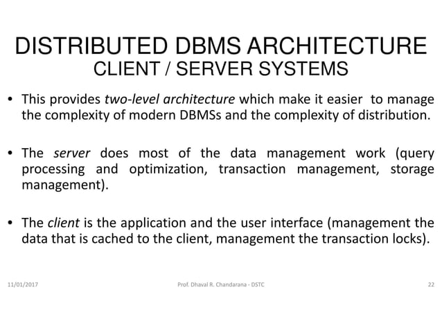 Distributed DBMS - Unit 3 - Distributed DBMS Architecture | PPT | Free ...
