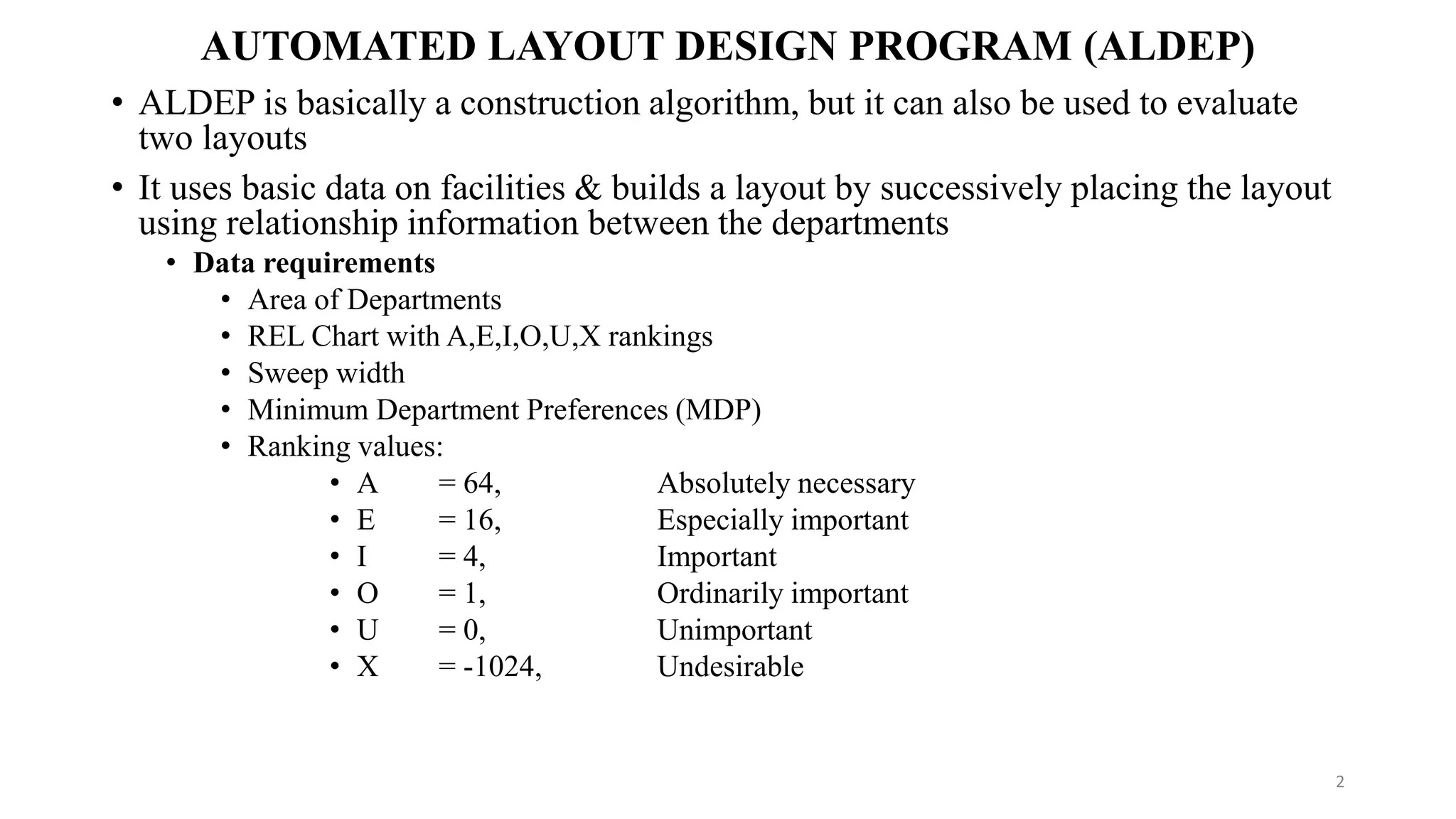 types of facility layout algorithm | PPTX