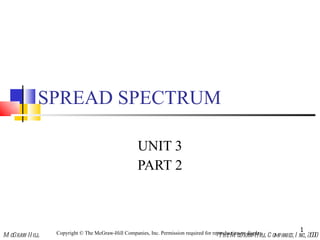 SPREAD SPECTRUM UNIT 3 PART 2 Copyright © The McGraw-Hill Companies, Inc. Permission required for reproduction or display. 