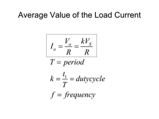 Average Value of the Load Current
1
a S
a
V kV
I
R R
T period
t
k dutycycle
T
f frequency
 

 

 
