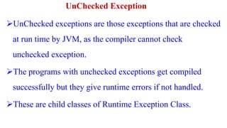 runtime error - exception in thread UNIT-3.pptx Exception Handling and Multithreading | PPTX