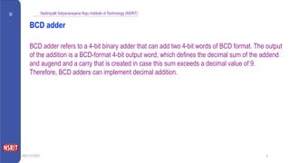 BCD ADDER - Combinational Circuits of Digital Circuits Design | PPTX