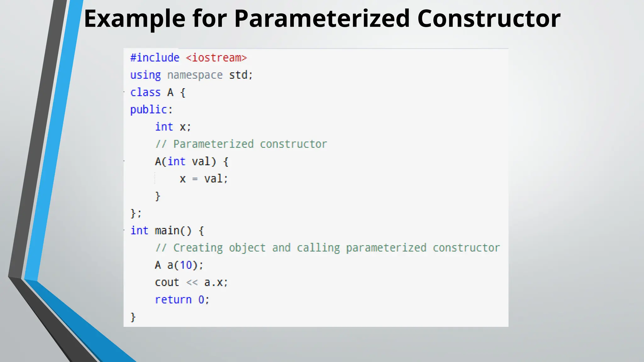 Example for Parameterized Constructor 