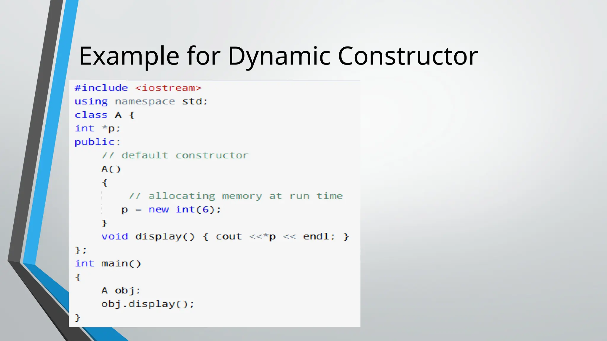 Example for Dynamic Constructor 