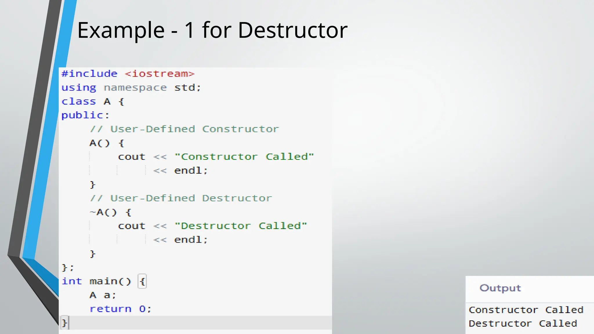 Example - 1 for Destructor 
