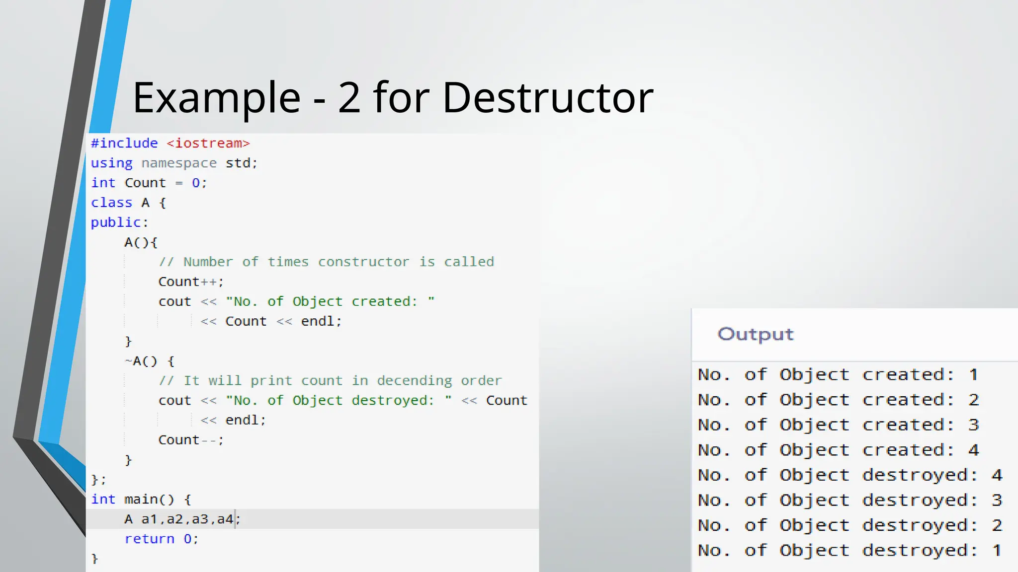 Example - 2 for Destructor 