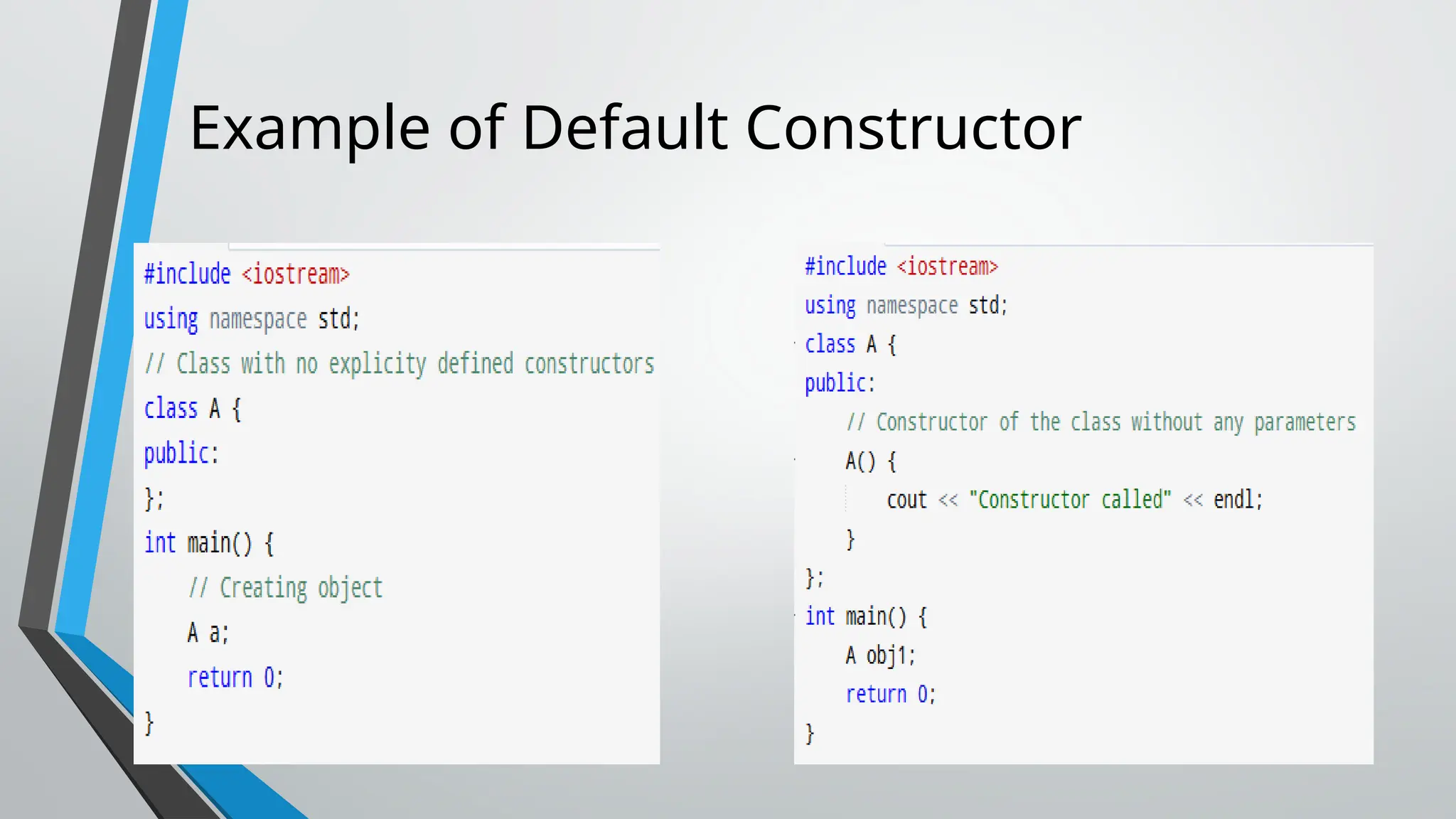 Example of Default Constructor 