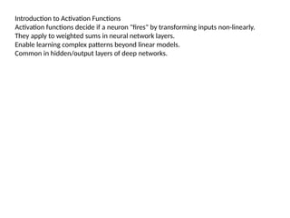 Comprehensive Introduction to Deep Learning and Neural Networks | PPTX
