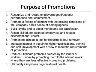 Promotion Problem Recruitment and selection, Recruitment polic, Promotion and Transfers ...
