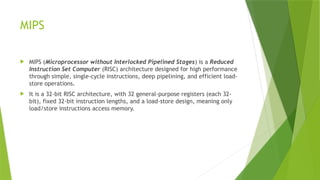 Comprehensive Overview of MIPS Architecture, Control Unit, and Memory ...