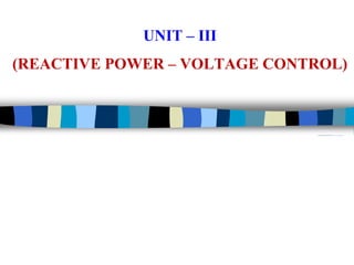 UNIT – III
(REACTIVE POWER – VOLTAGE CONTROL)
 