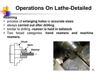 Reaming Machine Process Unit 3A1 Lathe turning and related operations | PPTX
