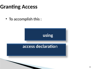 44
Granting Access
• To accomplish this :
using
access declaration
 