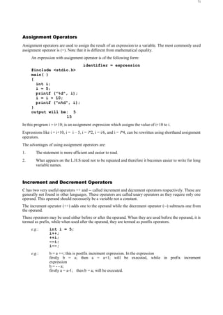 Types of Operators in C | PDF