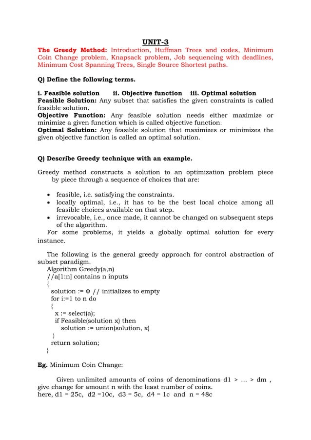 Unit-3 greedy method, Prim's algorithm, Kruskal's algorithm.pdf ...