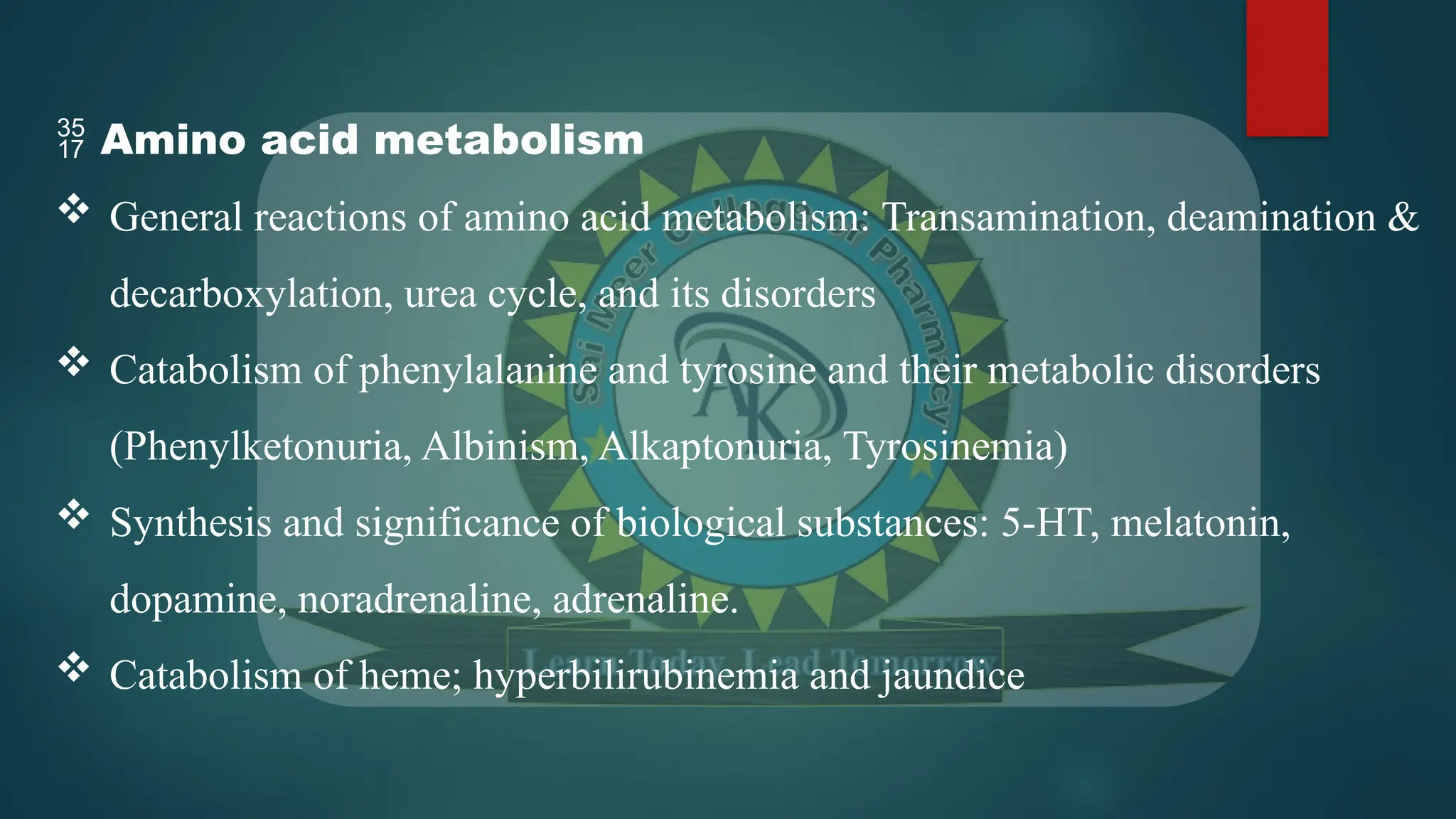 LIPID & AMINO ACID METABOLISM UNIT-III, B PHARM II SEMESTER | PPTX