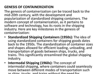 LOGISTICs containerization and types of containerization | PDF