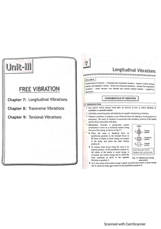 Unit  3 Free Vibrations