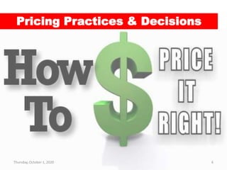 Thursday, October 1, 2020 6
Pricing Practices & Decisions
 