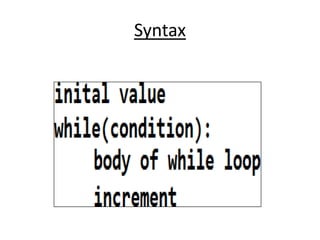 Looping Statements and Control Statements in Python