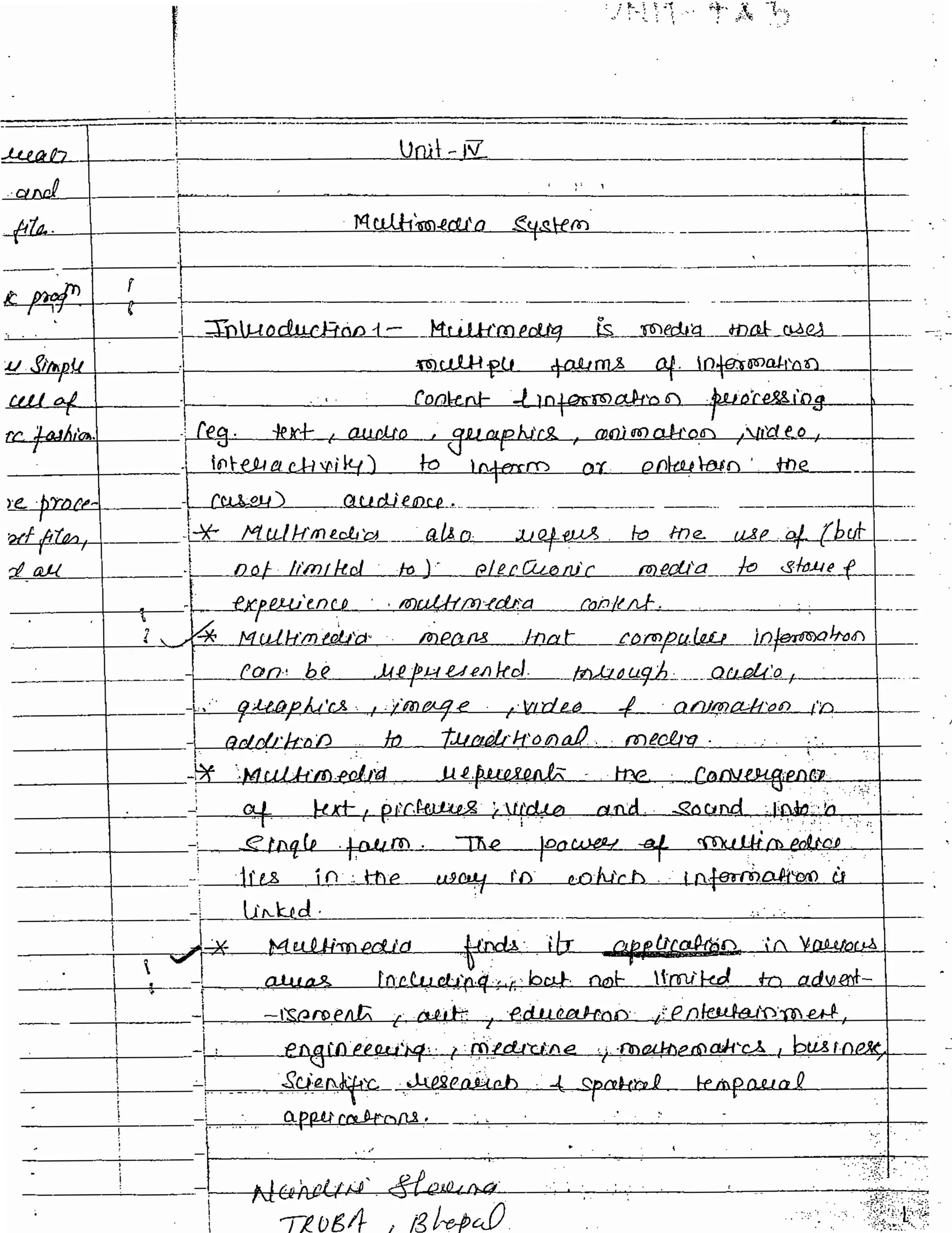 Unit 4 Multimedia CSE Vth sem