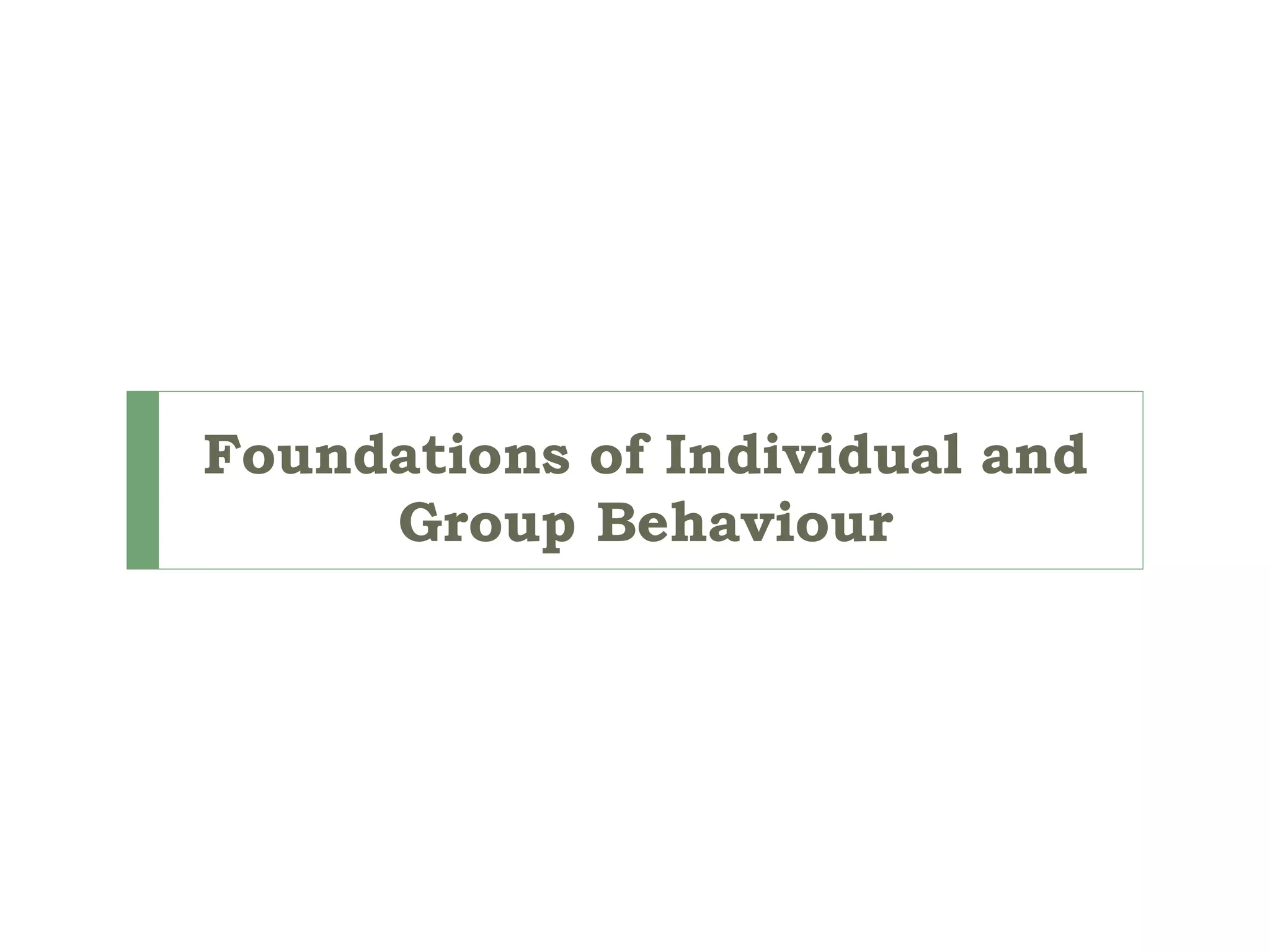 Foundations of Individual and
Group Behaviour
 