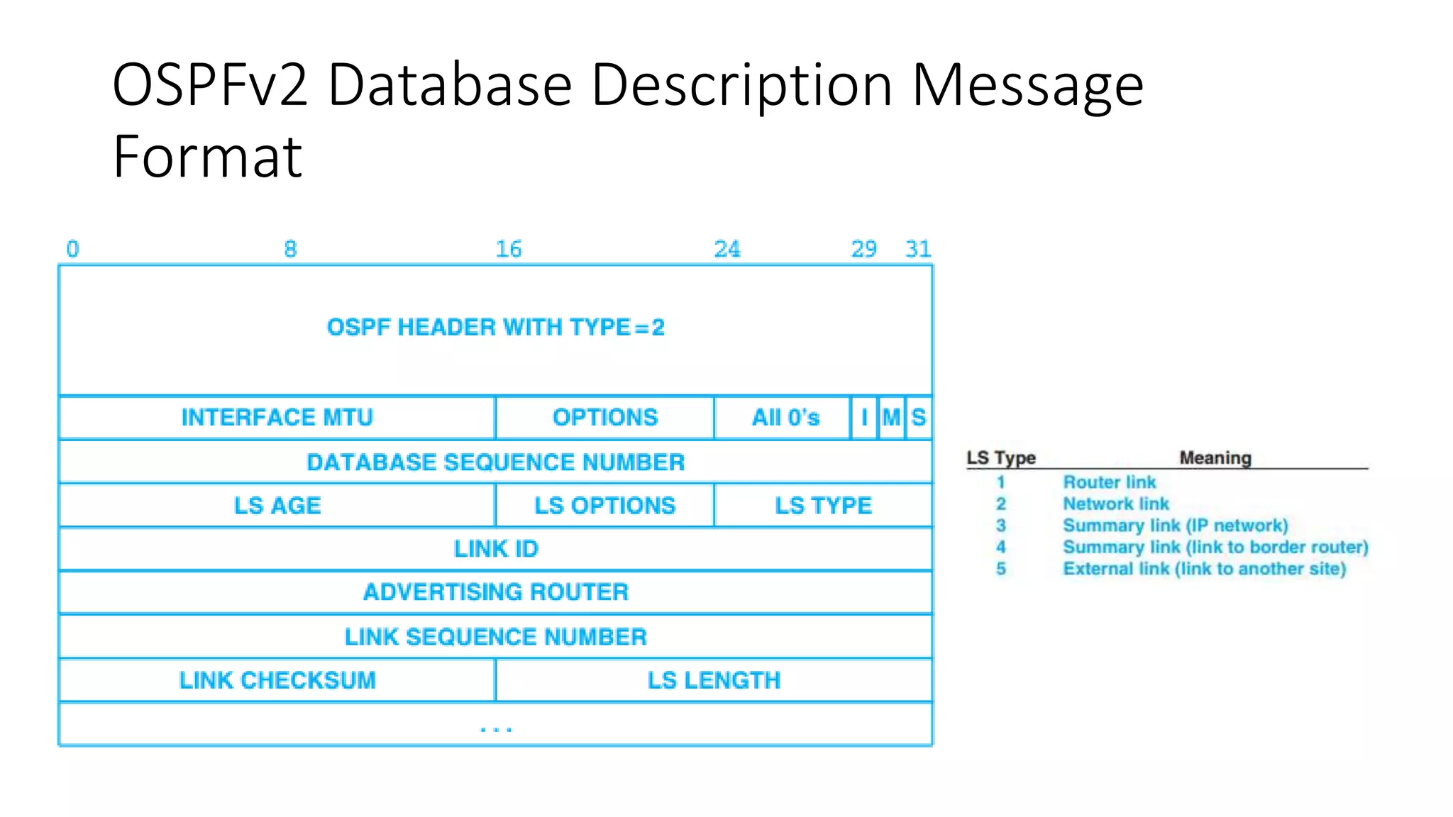 OSPFv2 Database Description Message
Format
 