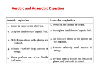Aerobic and Anaerobic Digestion
 