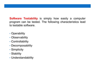 Testable Software Interface Software Engineering TESTING AND MAINTENANCE | PDF