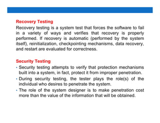 Recovery System Testing Software Engineering TESTING AND MAINTENANCE | PDF