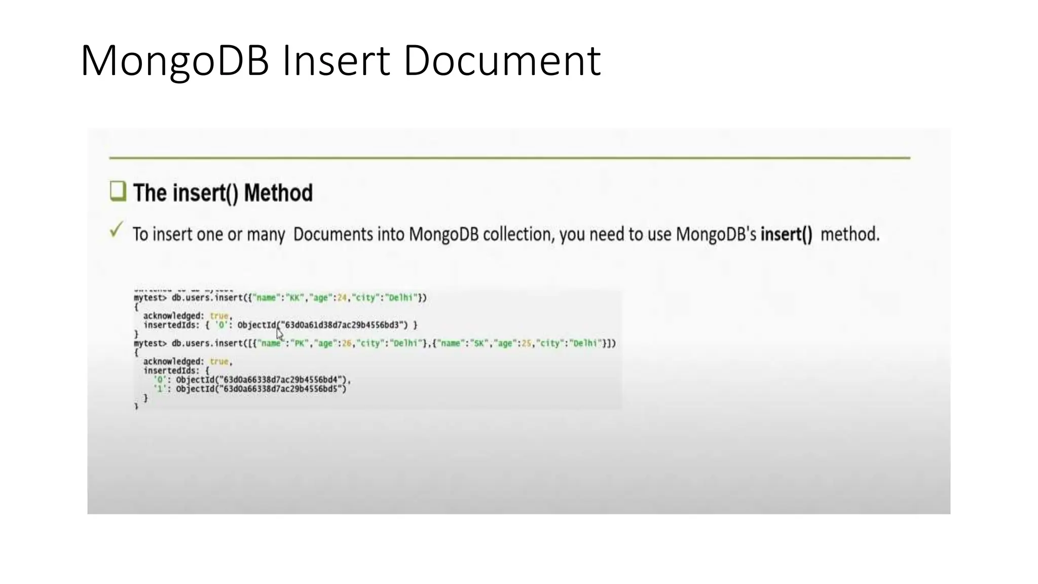 MongoDB Insert Document
 
