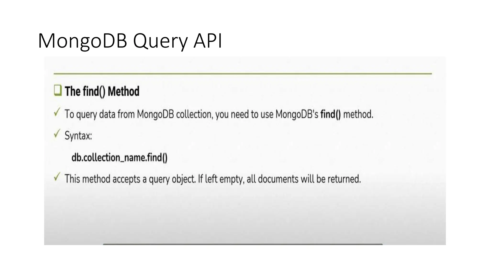 MongoDB Query API
 