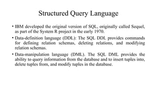 Comprehensive Overview of SQL: Commands, Data Types, and Domains | PPTX
